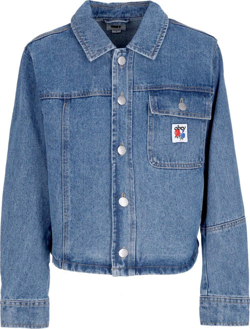 OBEY-Giubbotto-Jeans-Donna-W-Rebuilt-Shirt-Jacket-Light-Indigo-da-donna