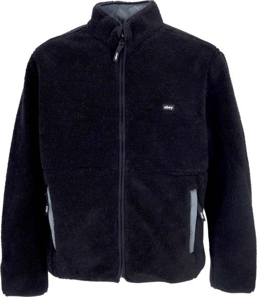 OBEY-Orsetto-Uomo-Trophy-Sherpa-Jacket-Reversible-Black-da-uomo
