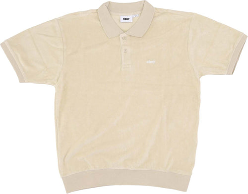 OBEY-Polo-Manica-Corta-Uomo-Denton-Terry-Cloth-Polo-Oyster-Grey-da-uomo