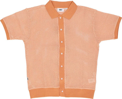 OBEY-Polo-Manica-Corta-Uomo-Grove-Button-Up-Polo-Peach-Sand-da-uomo