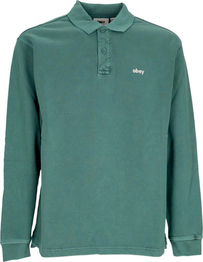 OBEY-Polo-Manica-Lunga-Uomo-Lowercase-Pigment-Polo-Pigment-Adventure-Green-da-uomo