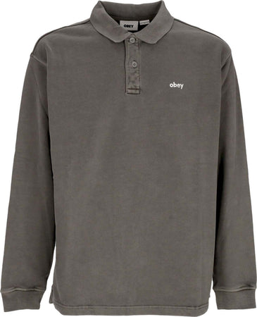 OBEY-Polo-Manica-Lunga-Uomo-Lowercase-Pigment-Polo-Pigment-Digital-Black-da-uomo