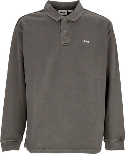 OBEY-Polo-Manica-Lunga-Uomo-Lowercase-Pigment-Polo-Pigment-Digital-Black-da-uomo