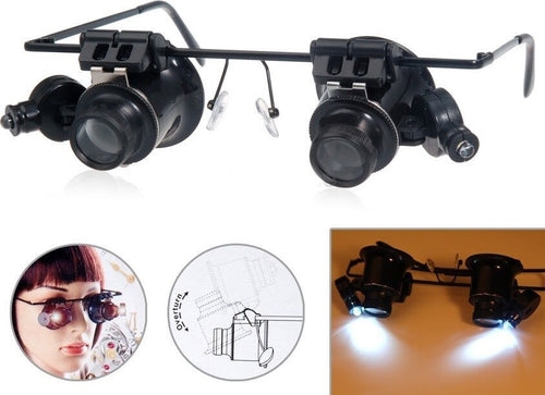 OCCHIALI LENTE INGRANDIMENTO 20 X DI PRECISIONE OCULARI 4 LENTI LUCI LED 9892A  Trade Shop italia - Napoli, Commerciovirtuoso.it