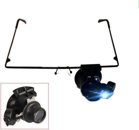 Occhiali-Occhialini-Monocolo-Lente-Ingrandimento-20x-X-Con-Luce-Led