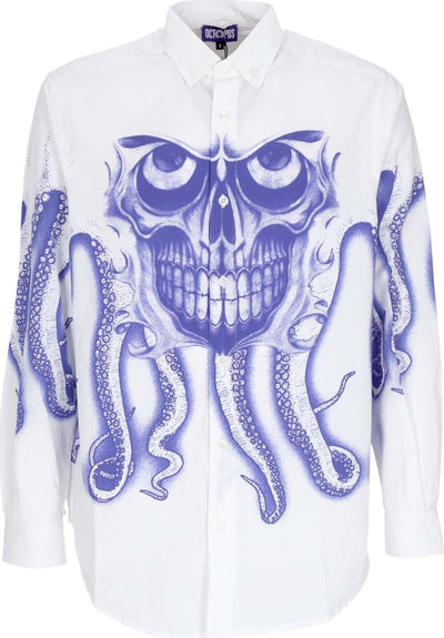 OCTOPUS-Camicia-Manica-Lunga-Uomo-Skull-L/s-Shirt-White-da-uomo