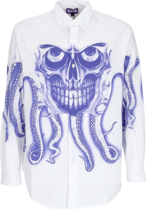 OCTOPUS-Camicia-Manica-Lunga-Uomo-Skull-L/s-Shirt-White-da-uomo