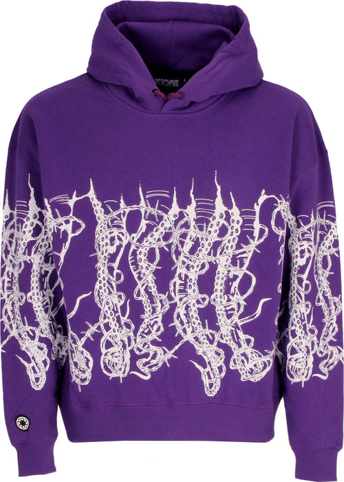 OCTOPUS-Felpa-Cappuccio-Uomo-Barbed-Wire-Hoodie-Purple-da-uomo