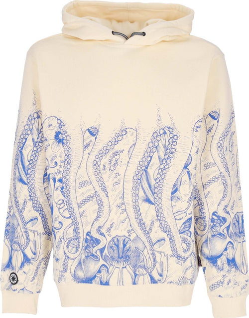 OCTOPUS-Felpa-Cappuccio-Uomo-Botanic-Hoodie-Cream-da-uomo