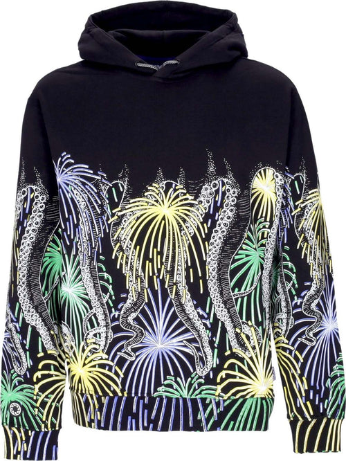 OCTOPUS-Felpa-Cappuccio-Uomo-Fireworks-Hoodie-Black-da-uomo