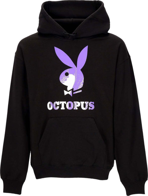 OCTOPUS-Felpa-Cappuccio-Uomo-Logo-Hoodie-X-Playboy-Black-da-uomo