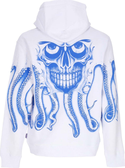 OCTOPUS-Felpa-Cappuccio-Uomo-Skull-Hoodie-White-da-uomo