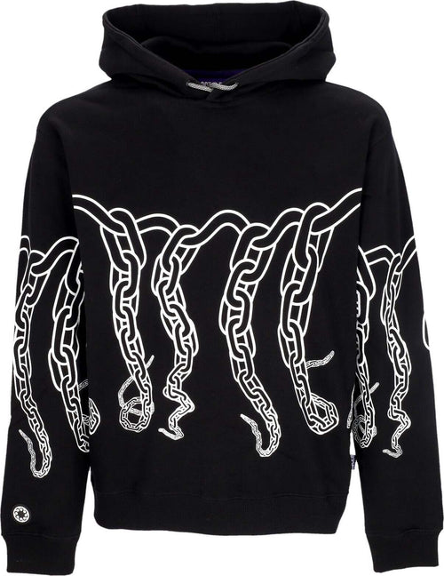 OCTOPUS-Felpa-Leggera-Cappuccio-Uomo-Chain-Hoodie-Black-da-uomo
