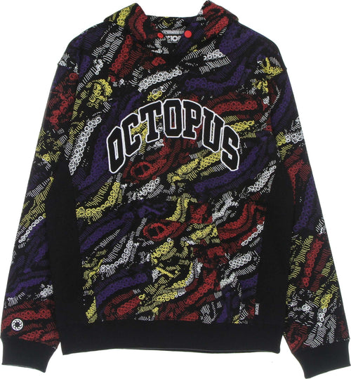 OCTOPUS-Felpa-Leggera-Cappuccio-Uomo-Deco-Hoodie-Black-da-uomo