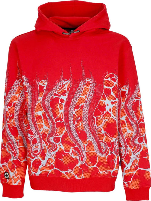 OCTOPUS-Felpa-Leggera-Cappuccio-Uomo-Marble-Hoodie-Red-da-uomo