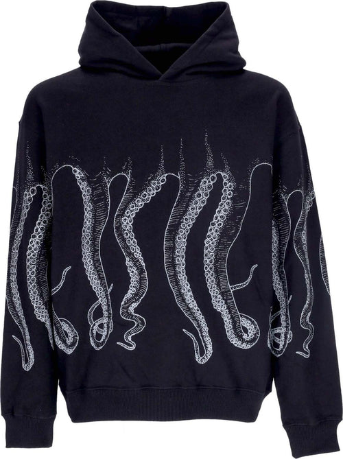 OCTOPUS-Felpa-Leggera-Cappuccio-Uomo-Outline-Hoodie-Black-da-uomo
