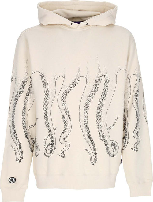 OCTOPUS-Felpa-Leggera-Cappuccio-Uomo-Outline-Hoodie-Black/dusty-White-da-uomo