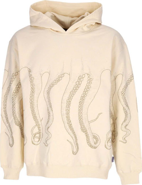 OCTOPUS-Felpa-Leggera-Cappuccio-Uomo-Outline-Hoodie-Cream-da-uomo