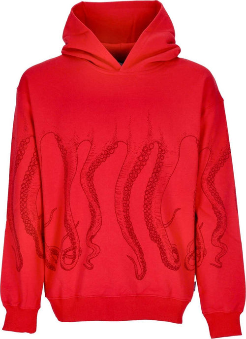 OCTOPUS-Felpa-Leggera-Cappuccio-Uomo-Outline-Hoodie-Red-da-uomo