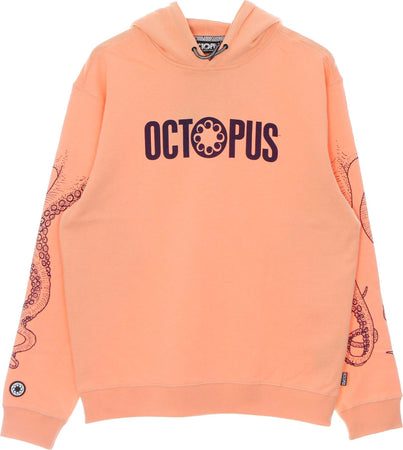 OCTOPUS-Felpa-Leggera-Cappuccio-Uomo-Outline-Logo-Hoodie-Peach-da-uomo