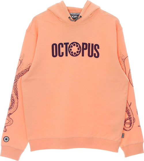 OCTOPUS-Felpa-Leggera-Cappuccio-Uomo-Outline-Logo-Hoodie-Peach-da-uomo