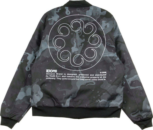 OCTOPUS-Giubbotto-Bomber-Uomo-Camo-Varsity-Jacket-Black-da-uomo