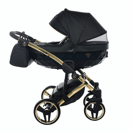 Trio Junama Diamond Fluo in Pelle V2 Nero Telaio Oro Giallo Navicella Nera