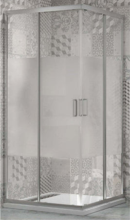 Ogomondo Box Doccia Angolare Con Ante Scorrevoli  Profilo Cromato 4 Millimetri ACIDATO SERIGRAFATO Fai da te/Attrezzature per cucine e bagni/Attrezzature per bagni/Docce e componenti doccia/Box doccia Ogomondo - Martina Franca, Commerciovirtuoso.it