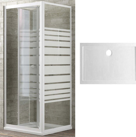 Ogomondo Box Doccia Book 2 Lati Cristallo Serigrafato 100x80 + Piatto Porcellana Fai da te/Attrezzature per cucine e bagni/Attrezzature per bagni/Docce e componenti doccia/Box doccia Ogomondo - Martina Franca, Commerciovirtuoso.it