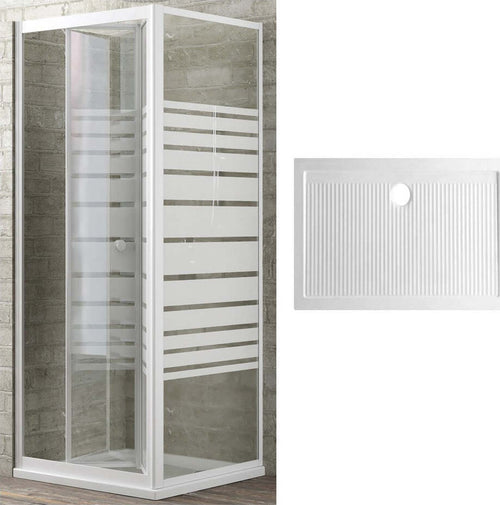 Ogomondo Box Doccia Book 2 Lati Cristallo Serigrafato 100x80 + Piatto Porcellana Fai da te/Attrezzature per cucine e bagni/Attrezzature per bagni/Docce e componenti doccia/Box doccia Ogomondo - Martina Franca, Commerciovirtuoso.it