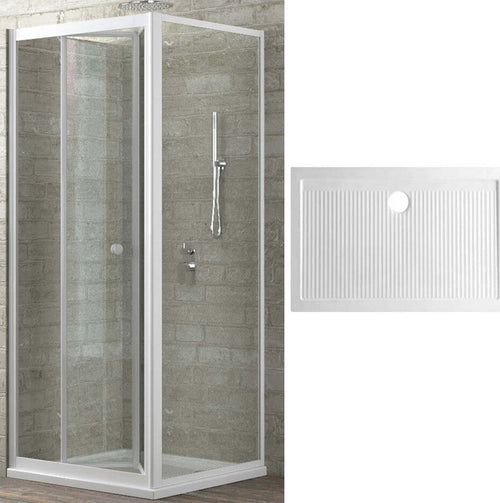 Ogomondo Box Doccia Book 2 Lati Cristallo Trasparente 100x80 + Piatto Porcellana Fai da te/Attrezzature per cucine e bagni/Attrezzature per bagni/Docce e componenti doccia/Box doccia Ogomondo - Martina Franca, Commerciovirtuoso.it