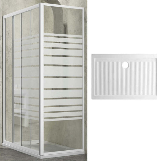 Ogomondo Box Doccia Slide 2 Lati Cristallo Serigrafato 140x80 +Piatto Porcellana Fai da te/Attrezzature per cucine e bagni/Attrezzature per bagni/Docce e componenti doccia/Box doccia Ogomondo - Martina Franca, Commerciovirtuoso.it