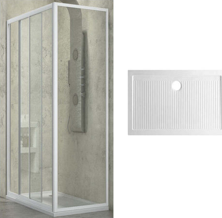 Ogomondo Cabina Doccia Slide 3 Lati Cristallo Temprato Trasparente 120x80x80 + Piatto Doccia Porcellana h6,5cm Fai da te/Attrezzature per cucine e bagni/Attrezzature per bagni/Docce e componenti doccia/Box doccia Ogomondo - Martina Franca, Commerciovirtuoso.it