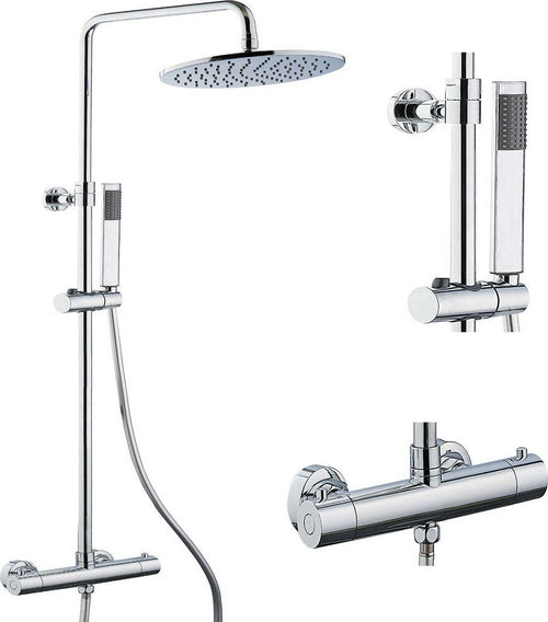 Ogomondo Colonna Doccia Attrezzata Ottone Cromato Soffione Tondo Doccetta Rubinetto Termostatico Fai da te/Attrezzature per cucine e bagni/Attrezzature per bagni/Docce e componenti doccia/Filtri supporti e soffioni doccia/Docce fisse Ogomondo - Martina Franca, Commerciovirtuoso.it