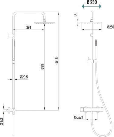 Ogomondo Colonna Doccia Attrezzata Ottone Cromato Soffione Tondo Doccetta Rubinetto Termostatico Fai da te/Attrezzature per cucine e bagni/Attrezzature per bagni/Docce e componenti doccia/Filtri supporti e soffioni doccia/Docce fisse Ogomondo - Martina Franca, Commerciovirtuoso.it