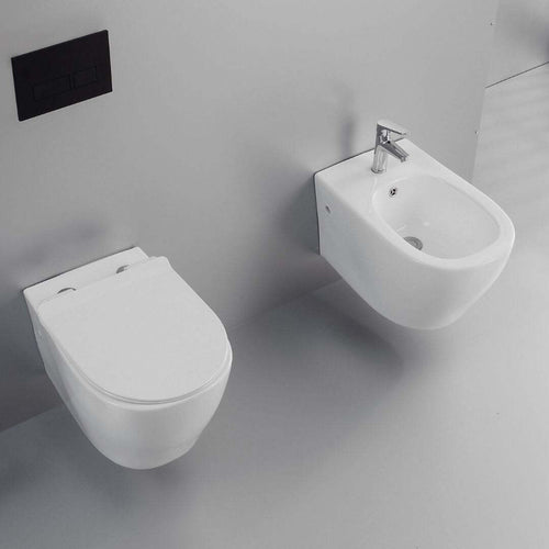 Ogomondo Coppia Sanitari FUN Sospesi Vaso Bidet Sedile frizionato fissaggi Fai da te/Attrezzature per cucine e bagni/Attrezzature per bagni/Bidet Ogomondo - Martina Franca, Commerciovirtuoso.it