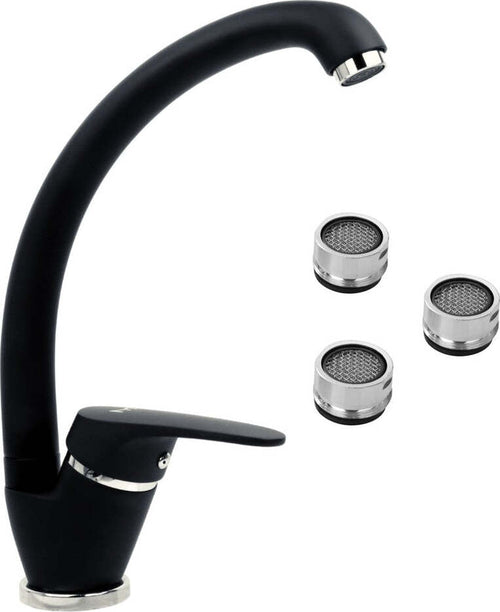 OGOMONDO Miscelatore Nero Oslo Orientabile in Ottone per Cucina con 3 Aeratori di ricambio Fai da te/Attrezzature per cucine e bagni/Impianti per la cucina/Rubinetti da cucina/Rubinetti per lavelli da cucina Ogomondo - Martina Franca, Commerciovirtuoso.it