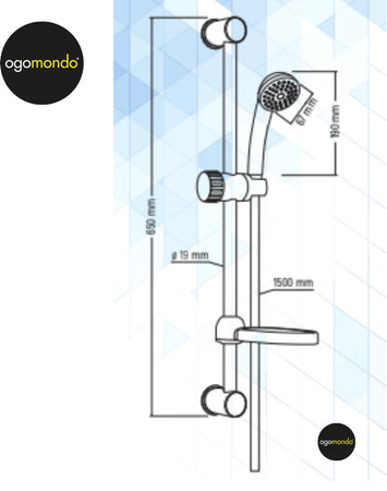 Ogomondo Saliscendi in Abs Bianco Blush con Doccetta e Portasapone Fai da te/Attrezzature per cucine e bagni/Attrezzature per bagni/Docce e componenti doccia/Sistemi saliscendi per vasche da bagno e docce Ogomondo - Martina Franca, Commerciovirtuoso.it
