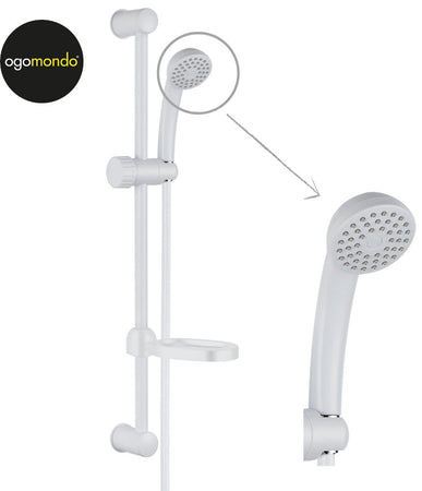 Ogomondo Saliscendi in Abs Bianco Blush con Doccetta e Portasapone Fai da te/Attrezzature per cucine e bagni/Attrezzature per bagni/Docce e componenti doccia/Sistemi saliscendi per vasche da bagno e docce Ogomondo - Martina Franca, Commerciovirtuoso.it
