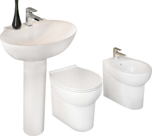 Ogomondo Sanitari A Pavimento + Lavabo Dark Vaso Wc + Bidet + Sedile Fai da te/Attrezzature per cucine e bagni/Attrezzature per bagni/Vasi WC Ogomondo - Martina Franca, Commerciovirtuoso.it