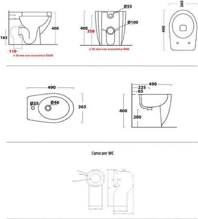 Ogomondo Sanitari Ceramica Dark A Pavimento Vaso WC Bidet Sedile Fai da te/Attrezzature per cucine e bagni/Attrezzature per bagni/Bidet Ogomondo - Martina Franca, Commerciovirtuoso.it