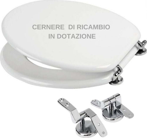 Ogomondo Sedile Wc MDF Bianco Universale Sedix Plus con 2 coppie di cerniere cromo in dotazione come ricambio Fai da te/Attrezzature per cucine e bagni/Attrezzature per bagni/Sedili WC Ogomondo - Martina Franca, Commerciovirtuoso.it
