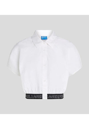 KARL LAGERFELD CAMICIA KLJ CROPPED WOVEN SHIRT da donna