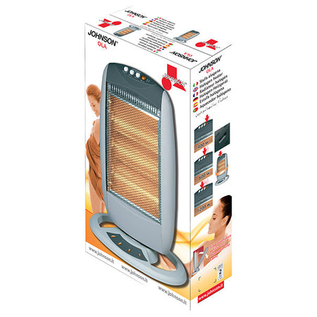 Stufa Alogena Potenza 400-1200W Altezza 51cm 3 Elementi Riscaldanti Oscillazione Selezionabile Spegnimento Automatico Basso Consumo