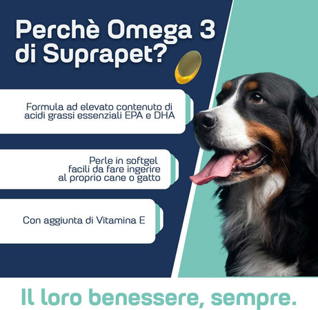 Olio-Di-Pesce-Per-Cani-E-Gatti-Suprapet-Omega-3-Al-70%-(epa-18%,-Dha-12)-E-Vitamina-E-80-Perle.-Mangime-Complementare-Naturale-Per-Perdita-Pelo-E-Articolazioni