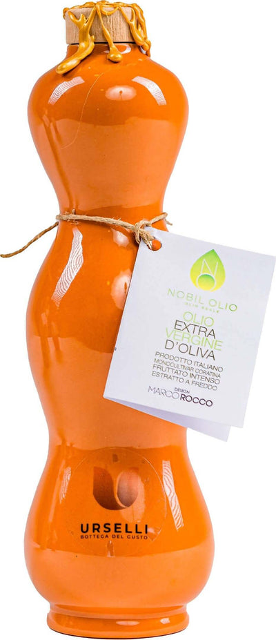 Olio Extra Vergine Di Oliva Coratina. Fruttato Medio Pugliese Nobil Olio 250ml Collection Orange Evo 100% Puglia Made In Italy BOTTIGLIA IN CERAMICA DI OLIO EXTRA VERGINE DI OLIVA Urselli Food, Commerciovirtuoso.it