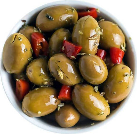 Olive Verdi Italiane Carolea in Salamoia gr. 370 Olive Calabresi Condite Made in Italy Artigianale Alimentari Cataldo Società Agricola - Siderno, Commerciovirtuoso.it