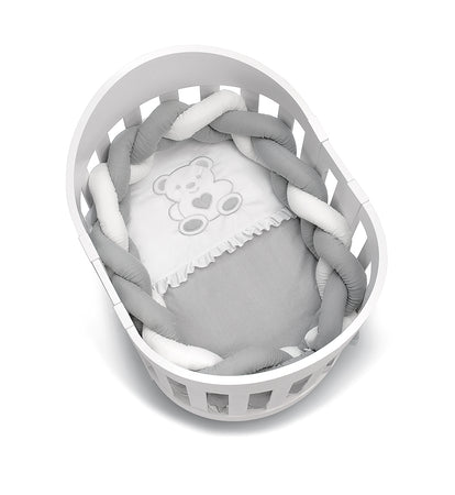 Corredo Tessile 3PZ Culla/Letto Ovale Cuoricini Olly