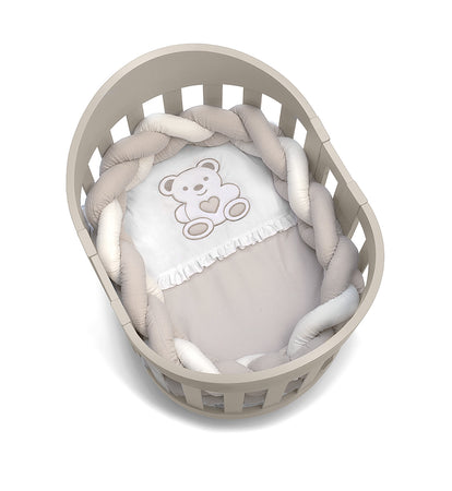 Corredo Tessile 3PZ Culla/Letto Ovale Cuoricini Olly