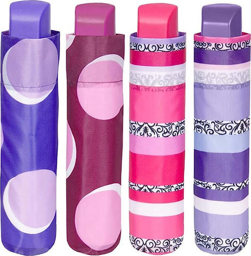 Ombrello-Pieghevole-MINI-DONNA-Rigato-e-Pois-Perletti
